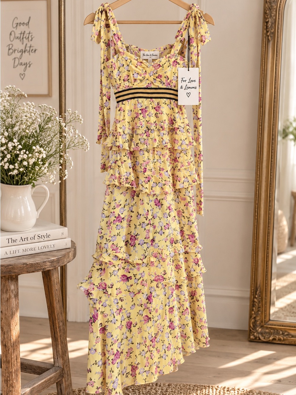 For Love & Lemons Maison Floral High-Low Maxi‎ Dress NWT XS